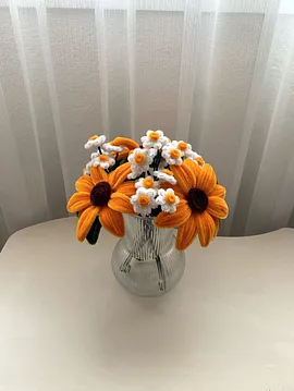 Cam Vazoda Ayçiçeği Papatya Aranjman Turuncu