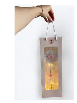 Şık Taşıma Çantasında Işıklı Gerbera Çiçeği Beyaz