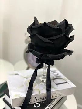 Cam Kadeh Tabanlı Eva Çiçek Dekoratif Lamba Led Aydınlatmalı Siyah