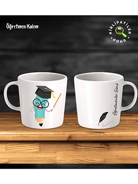 Taş Kupa Fincan Üzeri Öğretmenler Günü Baskılı Turkuaz