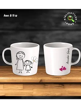 Kirlipatiler Taş Kupa Fincan Üzeri Anneler Günü Baskılı Sarı