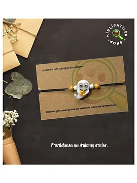  Murano Cam Cadılar Bayramı Bileklik Beyaz