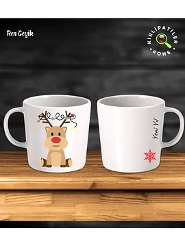 Taş Kupa Fincan Üzeri Yeni Yıl Noel Baskılı Kirlipatiler Çok Renkli