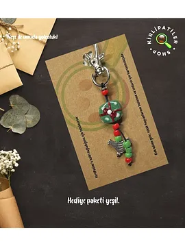 Murano Cam Yılbaşı Noel Anahtarlık, Çanta Aksesuarı Yeşil