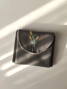 Mimoza Çiçeği Mini Cüzdan Füme