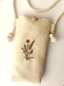 Desen 2 Telefon Çantası Bej