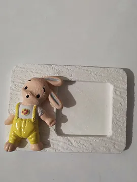 Tavşan Temalı Bebek Magnet  Bej