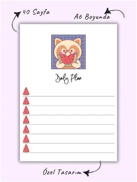 Kawaii Günlük Planlayıcı Defter - Memopad - Notepad Beyaz