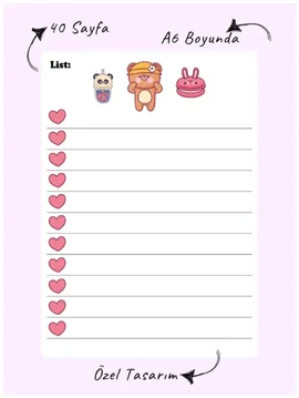 Kawaii Planlayıcı Defter - Memopad-  Notepad 1 Beyaz
