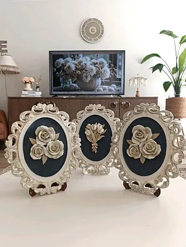 3'lü Gül Detay Pano Gri