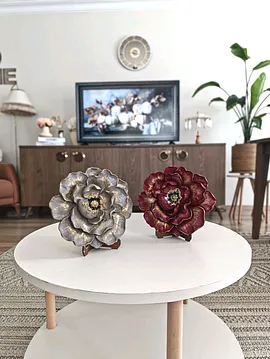 2'li Takım Dev Obje Gül  Bordo