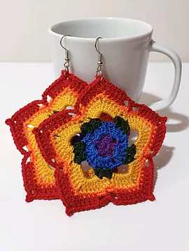 Mandala Gökkuşağı Küpe Çok Renkli