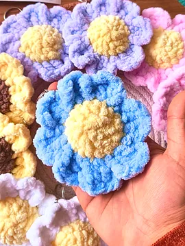 Peluş Papatya Anahtarlık Çanta Süsü Adet Bebek Mavisi