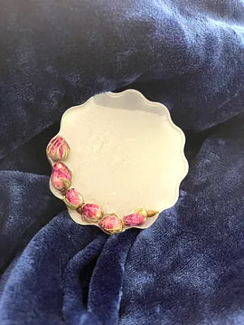 Güllü Simli Bardak Altlığı Epoksi Pembe