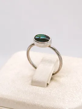 Okyanus Sedef Doğal Taşlı Minimal Gümüş Yüzük Gümüş