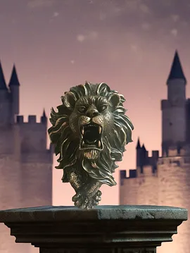 Aslan Başı Duvar Heykeli Siyah