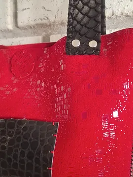 5 Farklı Renk Hakiki Deri Tote Çanta Kırmızı
