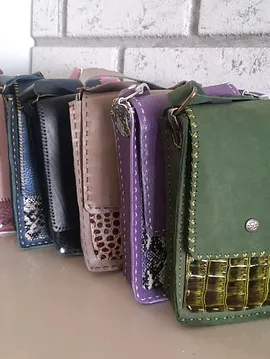 Renk Hakiki Deri Minik Çapraz Postacı Çantası Çok Renkli