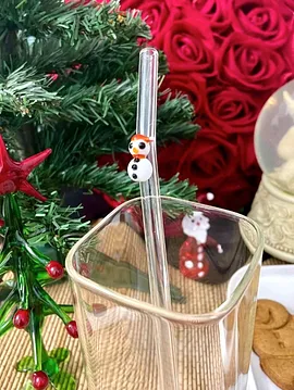Yılbaşı Kardanadam Cam Pipet  Çok Renkli