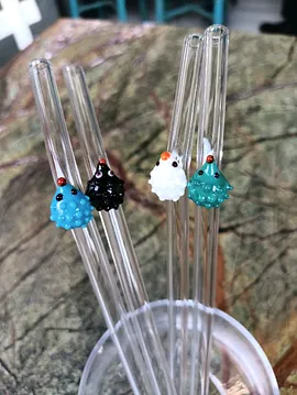 Kirpi Figürlü Cam Pipetler Çok Renkli