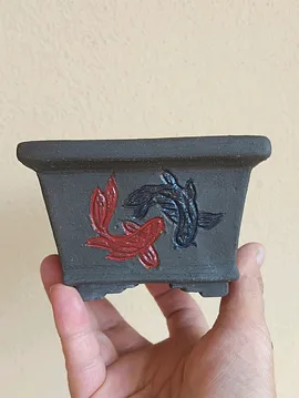 Seramik Bonsai Sukulent Saksısı  Koyu Kahverengi