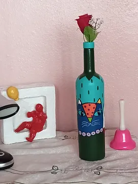 3 Kedili Dekoratif Vazo-şişe 7 Çok Renkli