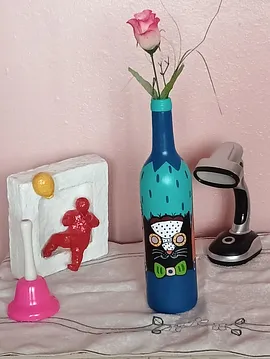 3 Kedili Dekoratif Vazo-şişe 3  Çok Renkli
