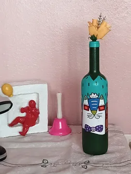 3 Kedili Dekoratif Vazo-şişe 8 Çok Renkli