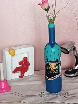 3 Kedili Dekoratif Vazo-şişe 6 Çok Renkli