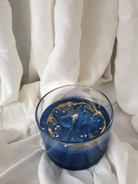 Gök Atlası Mum Küçük Kokulu Jel Mum Saks Mavi