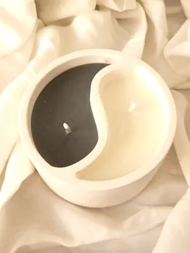  Dekoratif Ying Yang Mum Kokulu Mum, Doğal Malzemeli  Beyaz