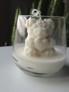Dekoratif Sevgi Ayıcığı Mum Beyaz