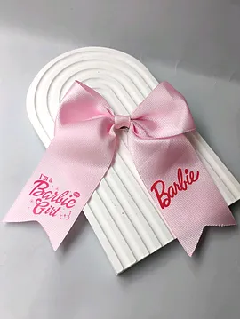 Barbie Baskılı Kurdele Fiyonk Toka  Pembe