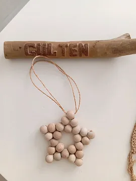 Ahşap Boncuk Yıldız  Bej