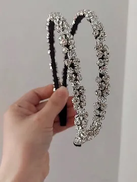 Diamond V6 Kristal Taş İşlemeli Gümüş Taç - Saç Bandı