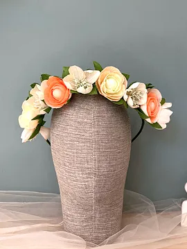 Boho Halo Saç Aksesuarı-kağıt Çiçek Sanatı Pembe