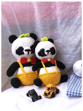 Baba Oğul Panda Oyuncak Beyaz