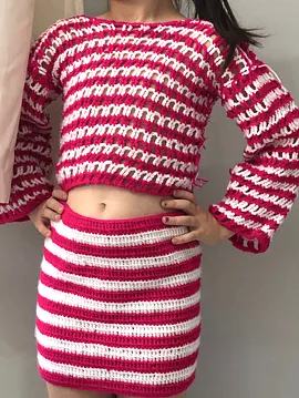 Yazlık Crop Etek Takım Çocuk Pembe