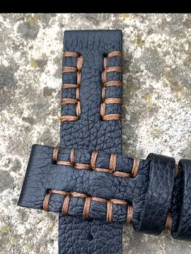 22 Mm Siyah Floter Gerçek Deri El Yapımı  Siyah