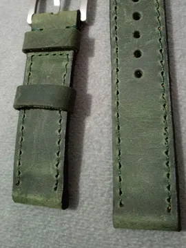 24 Mm Yeşil Crayz Deri Elyapımı Kordon  Yeşil