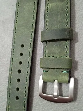20 Mm Yeşil Crayz El Yapımı Gerçek Deri Saat Kordonu  Yeşil