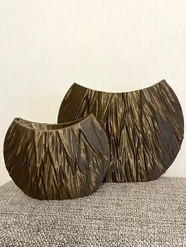 Oval Desenli Vazo 3d Kahverengi