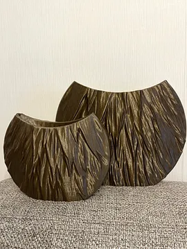 Oval Desenli Vazo 3d Bronz Rengi
