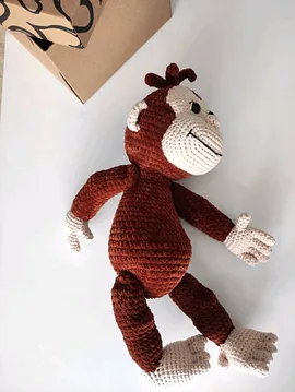 Amigurumi Maymun Büyük Boy Peluş Maymun  Kahverengi