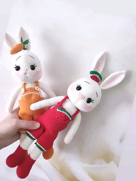 Havuçlu Tavşan Amigurumi Tulumlu Tavşan Turuncu