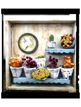 Çiçekçi Dükkanı Diorama Minyatür Askılık Çok Renkli