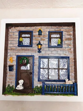4 Nolu Taş Ev Diorama Minyatür Dekor Tablo Askılık Çok Renkli