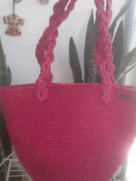 Pembe Kağıt İp Çanta  Pembe