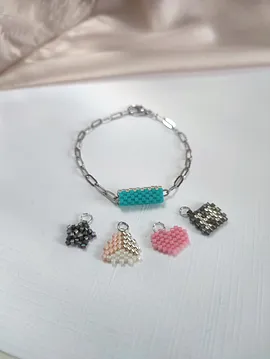 Liitle Silver Charm Miyuki Handmade Bileklik Çok Renkli