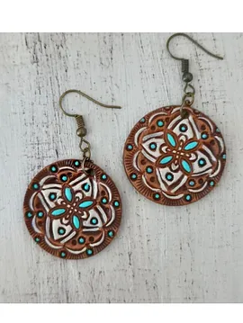 Vintage Yuvarlak Küpe  Bej